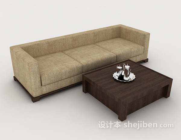 免费简单新中式家居沙发3d模型下载