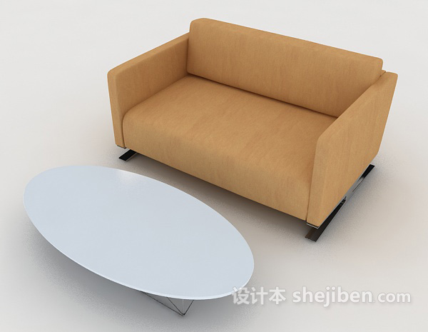 免费家居休闲棕色双人沙发3d模型下载