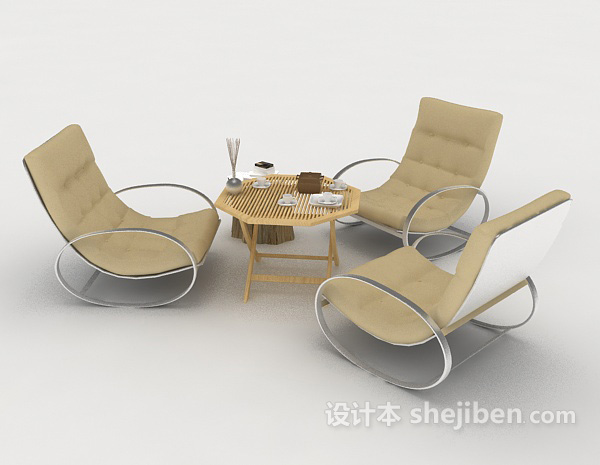 现代风格现代休闲简约桌椅组合3d模型下载