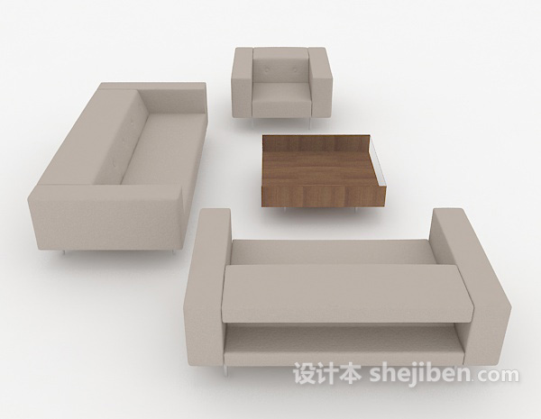 设计本简单家居灰色组合沙发3d模型下载
