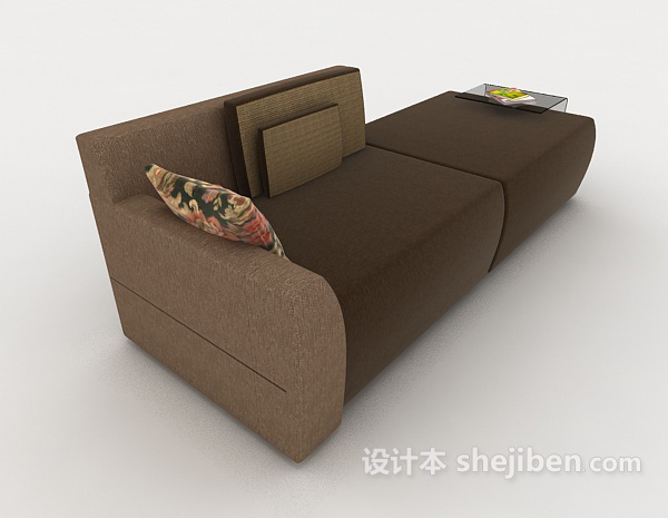 设计本简约棕色双人沙发3d模型下载