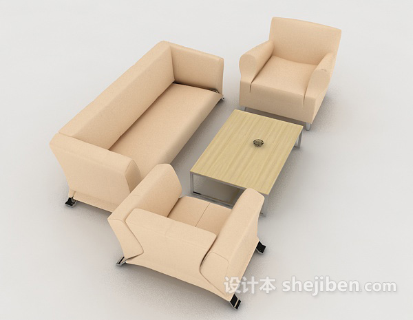 设计本现代风格浅色组合沙发3d模型下载