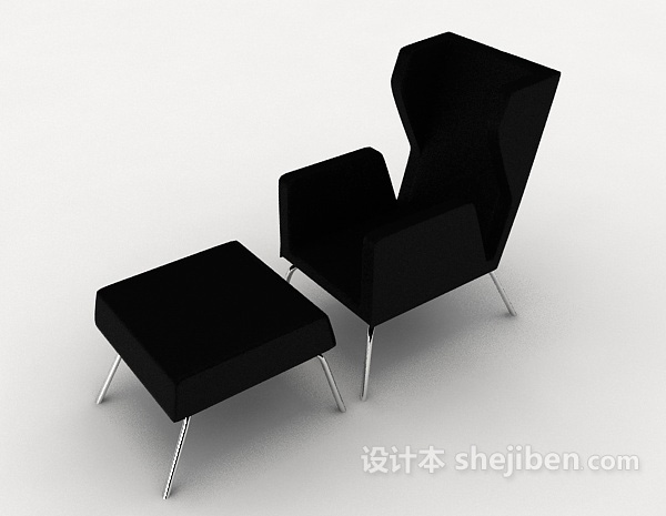 个性简约黑色休闲椅子3d模型下载