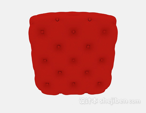 现代风格红色软凳3d模型下载