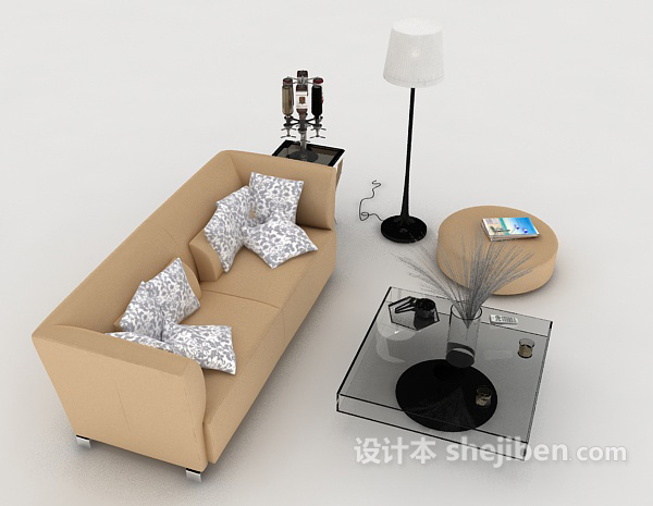免费简单大方家居沙发3d模型下载