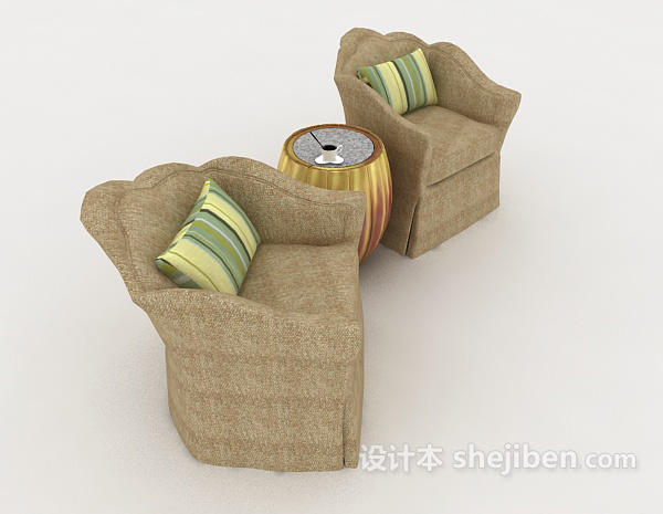 设计本欧式简约沙发桌椅组合3d模型下载