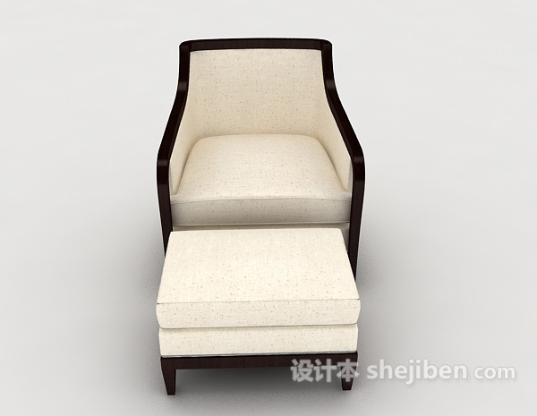 现代风格简单米白色单人沙发3d模型下载