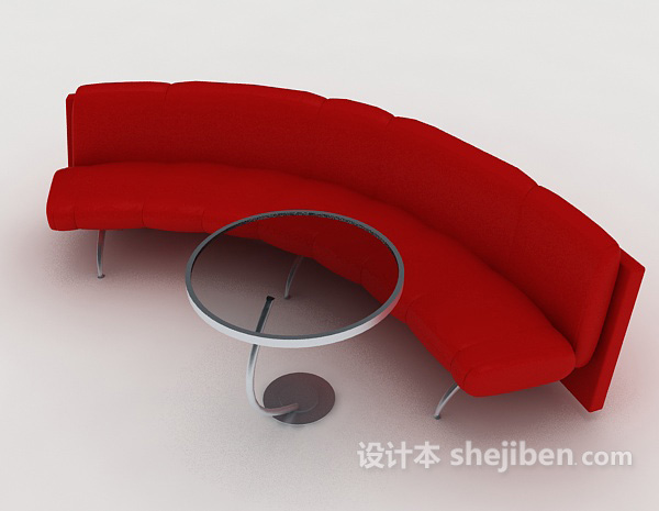免费红色简单沙发3d模型下载