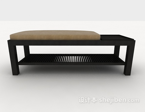 现代风格木质长凳子3d模型下载