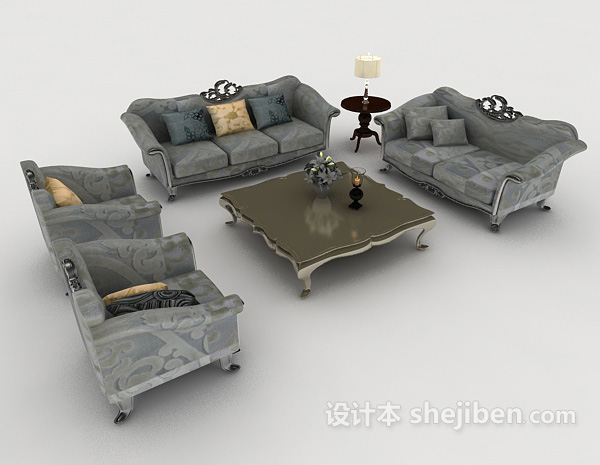 免费欧式居家组合沙发3d模型下载