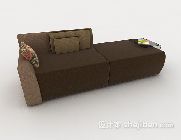 免费简约棕色双人沙发3d模型下载