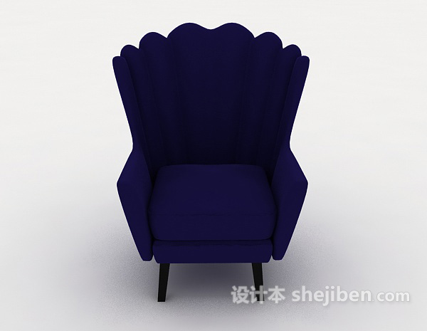 现代风格蓝色个性单人沙发3d模型下载