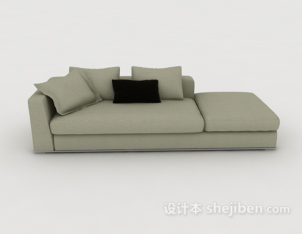 现代风格灰色多人简约沙发3d模型下载