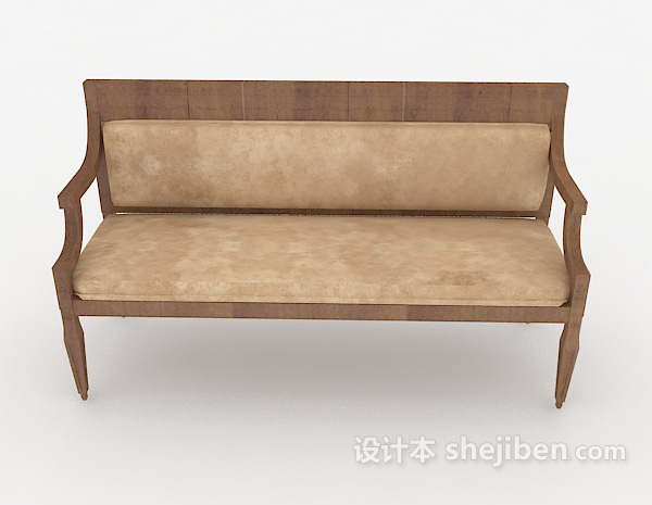 欧式风格简欧实木长椅3d模型下载