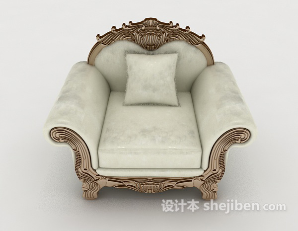 欧式风格欧式白色单人沙发3d模型下载