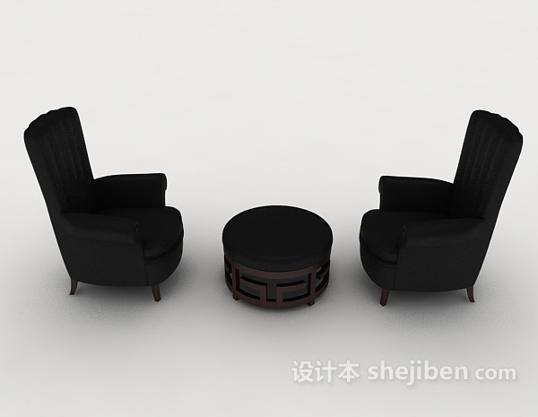 欧式风格欧式黑色桌椅组合3d模型下载