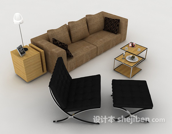 现代简约风格组合沙发3d模型下载