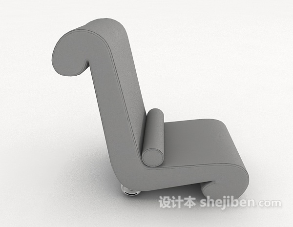 设计本现代个性灰色单人沙发3d模型下载