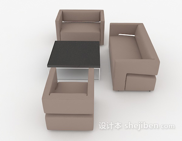 设计本浅棕色组合沙发3d模型下载