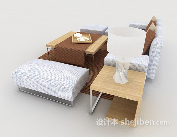 现代风格简约灰色家居组合沙发3d模型下载