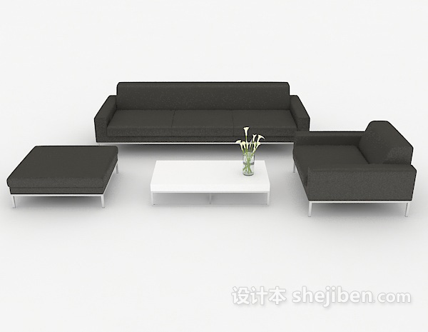 现代风格黑色休闲商务组合沙发3d模型下载