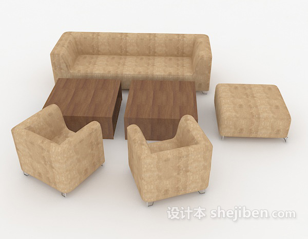 现代风格棕色简约木质组合沙发3d模型下载