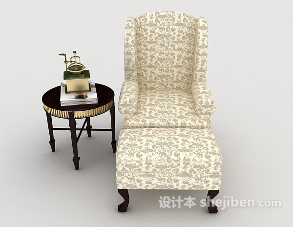 欧式风格欧式家居花纹单人沙发3d模型下载