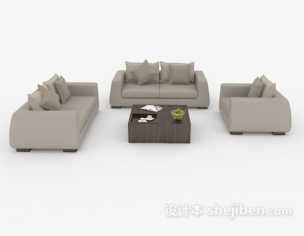 现代风格现代休闲家居灰色组合沙发3d模型下载