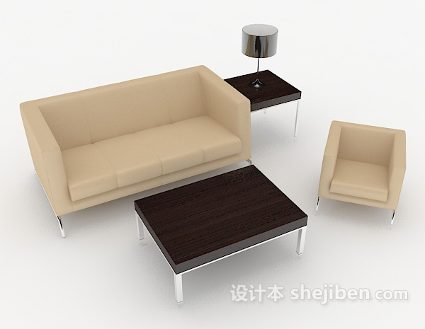 免费商务简约棕色组合沙发3d模型下载