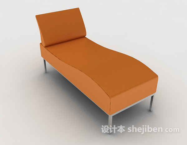 橙色简约沙发躺椅3d模型下载