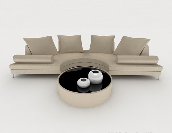 现代风格灰棕色个性多人沙发3d模型下载