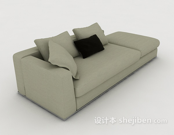 设计本灰色多人简约沙发3d模型下载