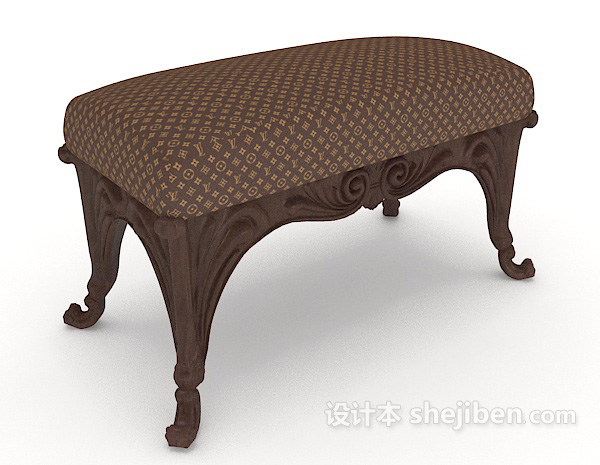 欧式实木沙发凳3d模型下载