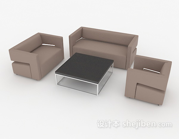 现代风格浅棕色组合沙发3d模型下载