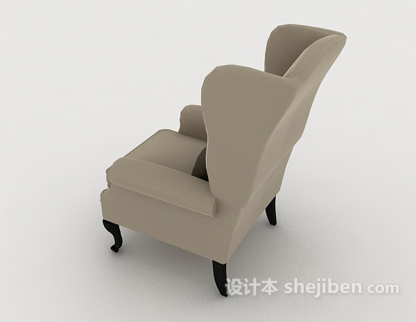 设计本简欧家居灰色单人沙发3d模型下载