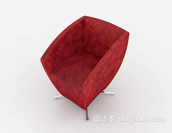 免费简单红色单人沙发3d模型下载