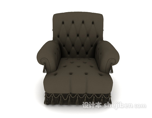 欧式风格欧式深灰色单人沙发3d模型下载
