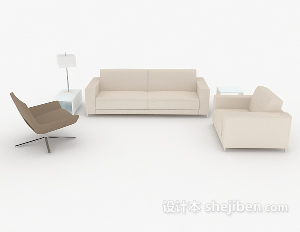 现代风格现代休闲浅棕色组合沙发3d模型下载