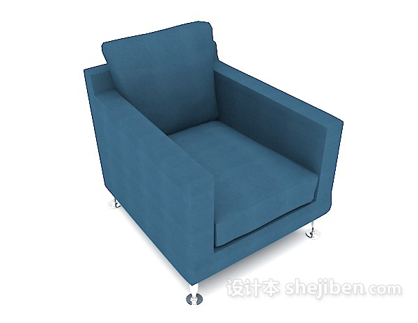 蓝色单人沙发3d模型下载