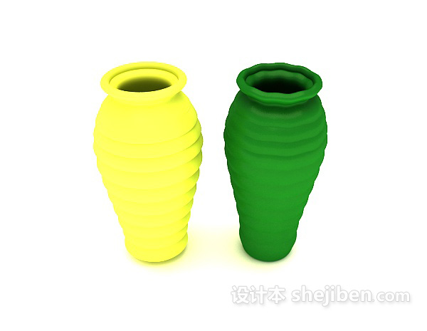 现代风格个性黄色绿色瓶子3d模型下载