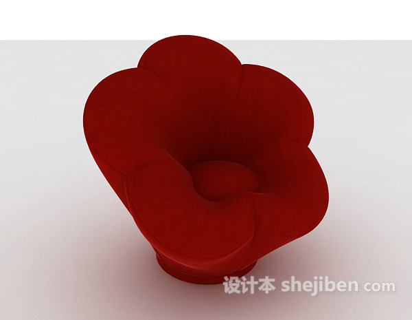 免费花朵形状红色单人沙发3d模型下载