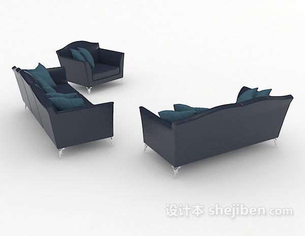 设计本现代蓝色简约组合沙发3d模型下载