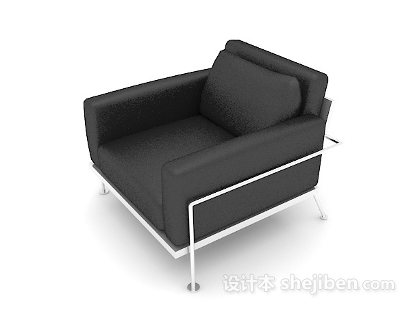 免费黑色单人皮质休闲椅3d模型下载