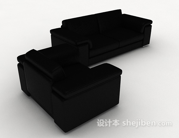 现代风格简约现代黑色组合沙发3d模型下载