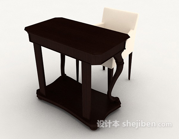 免费简约新中式桌椅组合3d模型下载
