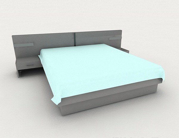免费现代简单实用双人床3d模型下载