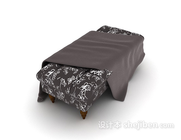欧式黑白花纹沙发凳子3d模型下载