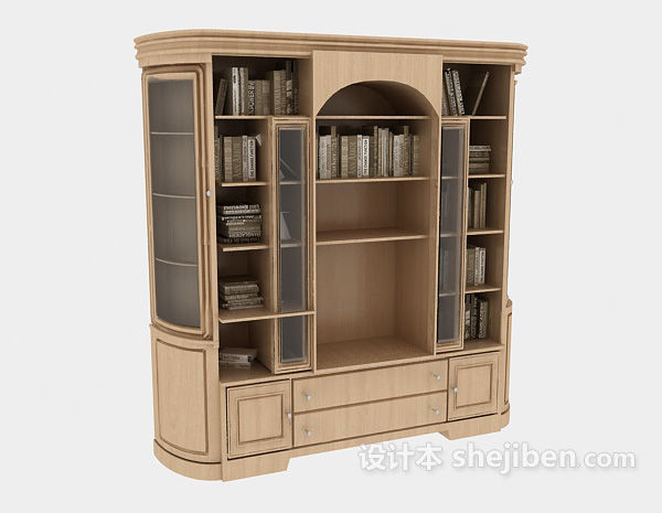 欧式风格欧式简单书柜3d模型下载