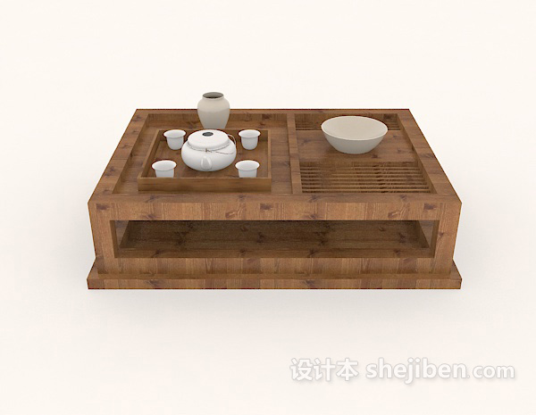 其它日式木质茶几3d模型下载