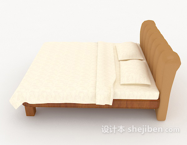 设计本简单现代家居双人床3d模型下载